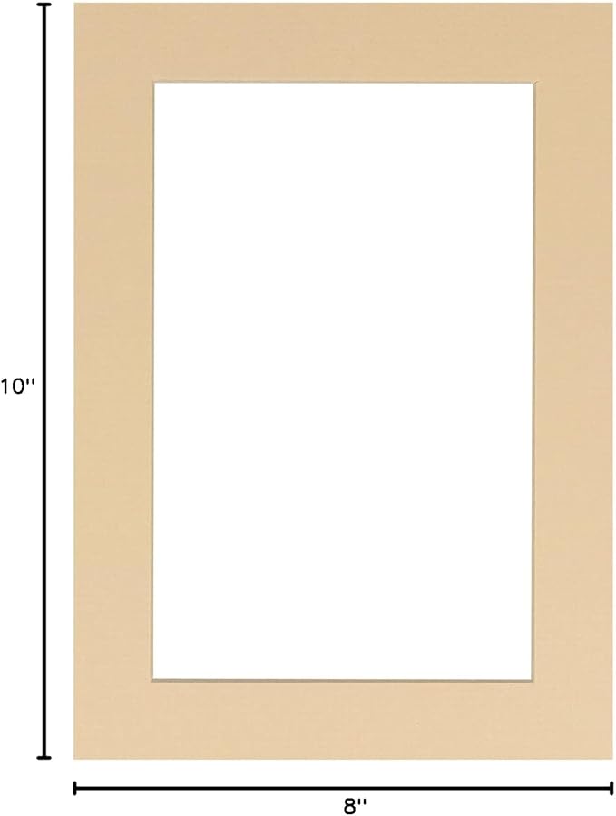 Pack of TEN 8x10 Mats Bevel Cut for 6x8 Photos - Acid Free Beige Precut Matboards For Pictures, Photos, Framing - 4-ply Thickness