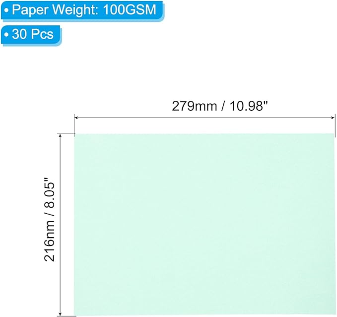 PATIKIL 30 Sheets Vellum Paper 8.5x11inches, Printable Translucent Paper 100GSM Colored for Invitations Laser Inkjet Printing Card Making Crafting Wedding Tracing, Light Blue