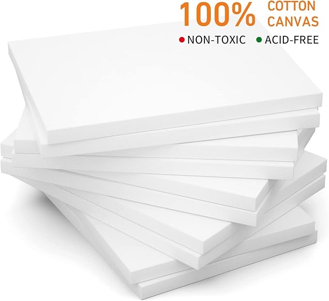 GOTIDEAL Stretched Canvases for Painting, 14x18 Inch Set of 7, Primed White - 100% Cotton Blank Art Canvas Boards for Painting for Acrylic Pouring, Oil Paint Dry & Wet Art Media