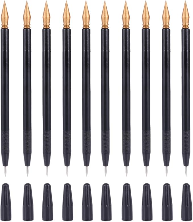 EXCEART Scratch Brush 10 Pcs Set Black Plastic Scratch Painting Pens for Art Drawing and DIY Creative Project Scratchboard Tools