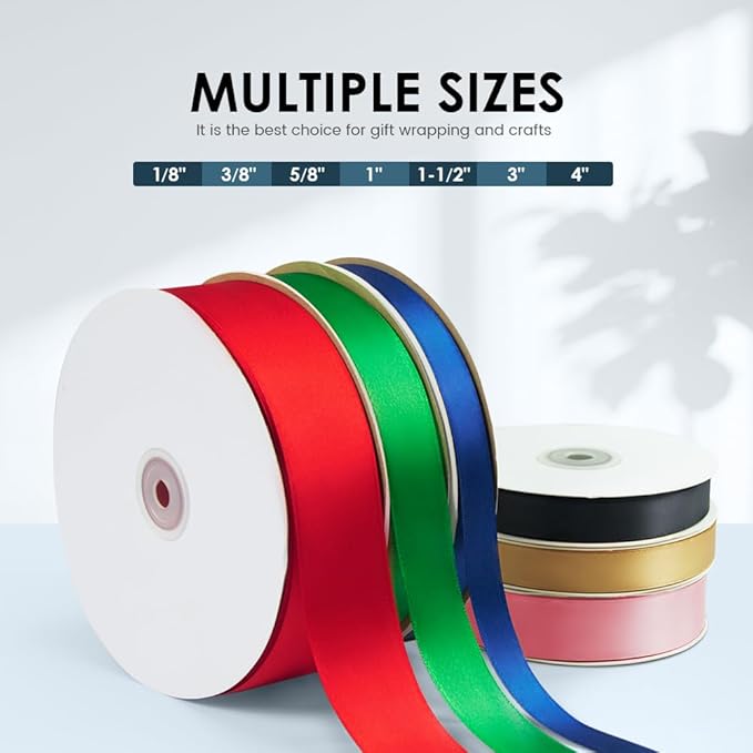 5/8" Wide x 100 Yards Single Face Polyester Satin Ribbon, Satin Ribbon for Crafts, Gift, Hair Bows, Wedding Party Decoration, Bow Making & Other Projects (Baby Blue)