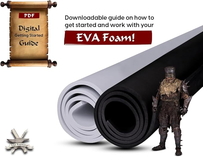 Shape Retention EVA Cosplay Foam 8mm (1mm-10mm) 14x39 inch White or Black High Density EVA Foam Sheets. Premium 85 kg/m3 Heat Shape Material for DIY Convention or Halloween Costumes by The Foamory