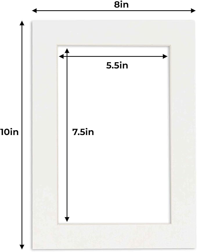 6x8 Mat for 8x10 Frame - Precut Mat Board Acid-Free Show Kit with Backing Board, and Clear Bags Textured White 6x8 Photo Matte Made to Fit a 8x10 Picture Frame Matboard for Framing, Pack of 100 Mats