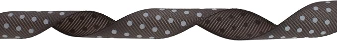 Polka Dot Grosgrain Ribbon 25 Yard Each Roll 100% Polyester (5/8", Gray)