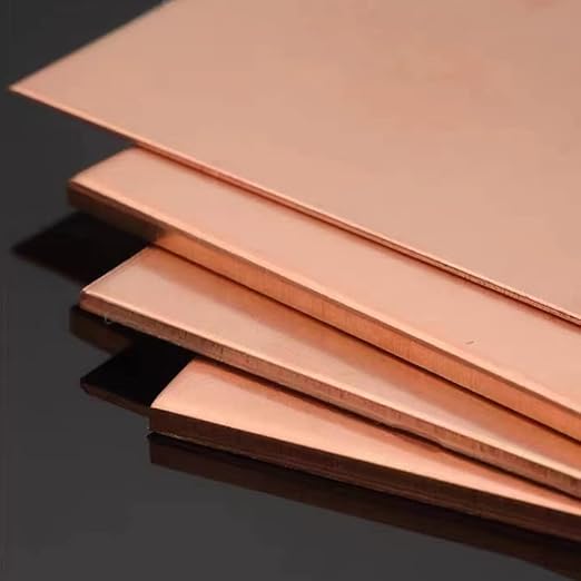 4 Pcs 99.9% Pure Copper Sheet, 4" x 4", 18 Gauge(1mm) Thickness, Double Sided Film Attached Copper Sheets Metal Plates for Crafting, Modelers, Jewelry, Repairs, Electrical
