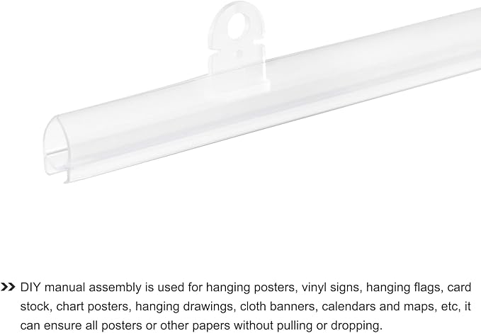 MECCANIXITY PVC Poster Hanger Rail Poster Strip Bar 120cm/47inch Clear with Clips for Poster, Map, 4 Set