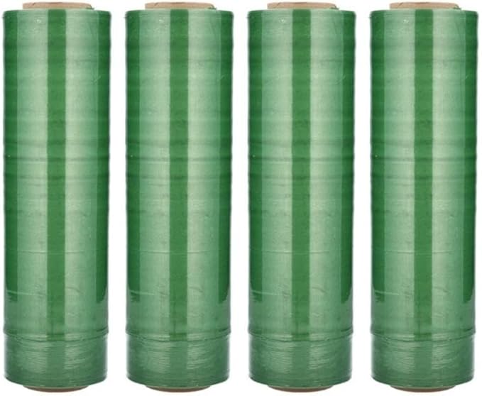 PSBM Green Stretch Wrap, 15 Inch x 1476 Feet, 4 Pack, Tinted Pre-Stretched Shrink Wrap Film for Moving, Packaging, Pallet Wrapping