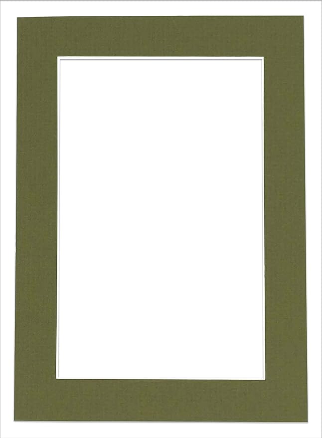 Poster Palooza 8.5x11 Mat Bevel Cut for 7x9 Photos - Acid Free Dill Green Precut Matboard - For Pictures, Photos, Framing - 4-ply Thickness