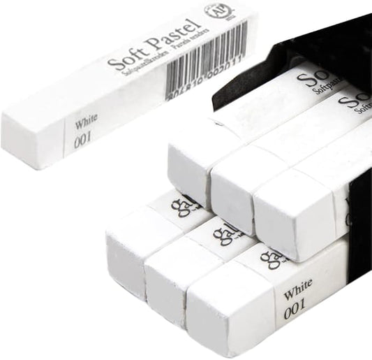 6pcs Square White Soft Pastel Set, Professional Artist's Sketching Chalk Pastels Sticks Oil Painting Kit Art Crayons Non Toxic Individual Color Drawing Soft Pastels for Artist,Beginner