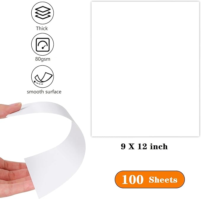9"x12" White Paper for Art Craft 100 Sheets Drawing Paper for Sketching Painting Coloring Doodles Arts Supplies