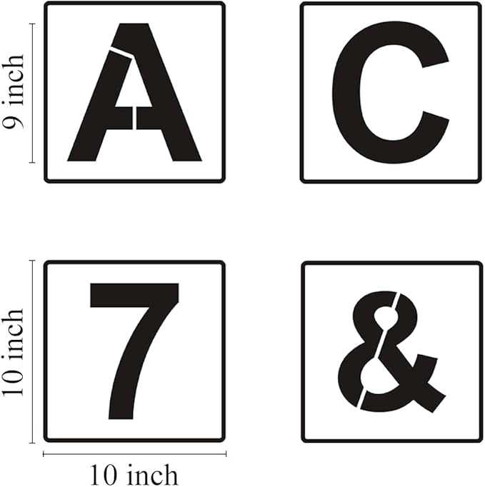 Alphabet Letter and Number Stencils 10 Inch - 40 Pack Large Letters and Numbers Stencil Templates with Signs for Painting on Wood, Reusable Number Letter Stencils for Chalkboard Signs & Wood Wall Art
