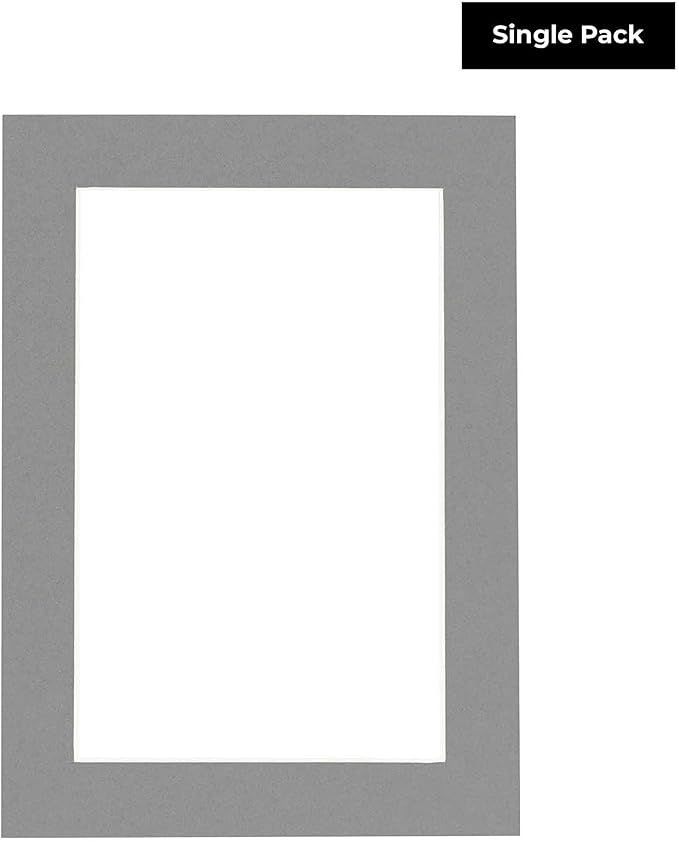 8x10 Mat for 6x8 Photo - Precut Mid Grey Picture Matboard for Frames Measuring 8 x 10 Inches - Bevel Cut Matte to Display Art Measuring 6 x 8 Inches - Acid Free ONE MAT