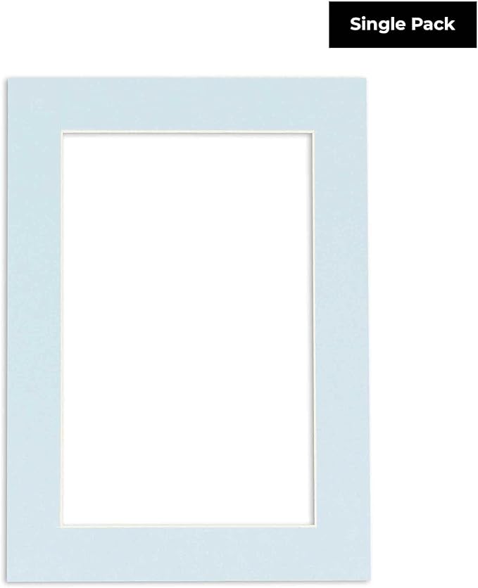 6x8 Mat for 8x10 Frame - Precut Mat Board Acid-Free Baby Blue 6x8 Photo Matte Made to Fit a 8x10 Picture Frame, Premium Matboard for Family Photos, Show Kits, Art, Picture Framing, Pack of 1 Mat