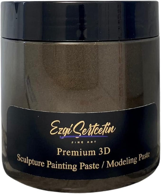 3D Sculpture Painting Paste|Texture Paste|Decorative Plaster|Ready to Use|Unique Metallic Pearl and Neon Colors|Ideal for Artwork|Stencil|Flowers|Texture and Art Relief|6 oz (Café Noir Brown)