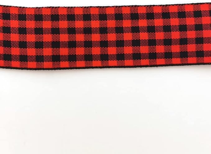 Red and Black Gingham Plaid Checked Ribbon 25 Yards Each Roll 100% Polyester (1",BlackRed)