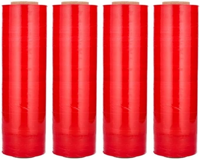 PSBM Red Stretch Wrap, 15 Inch x 1476 Feet, 144 Pack, Tinted Pre-Stretched Shrink Wrap Film for Moving, Packaging, Pallet Wrapping