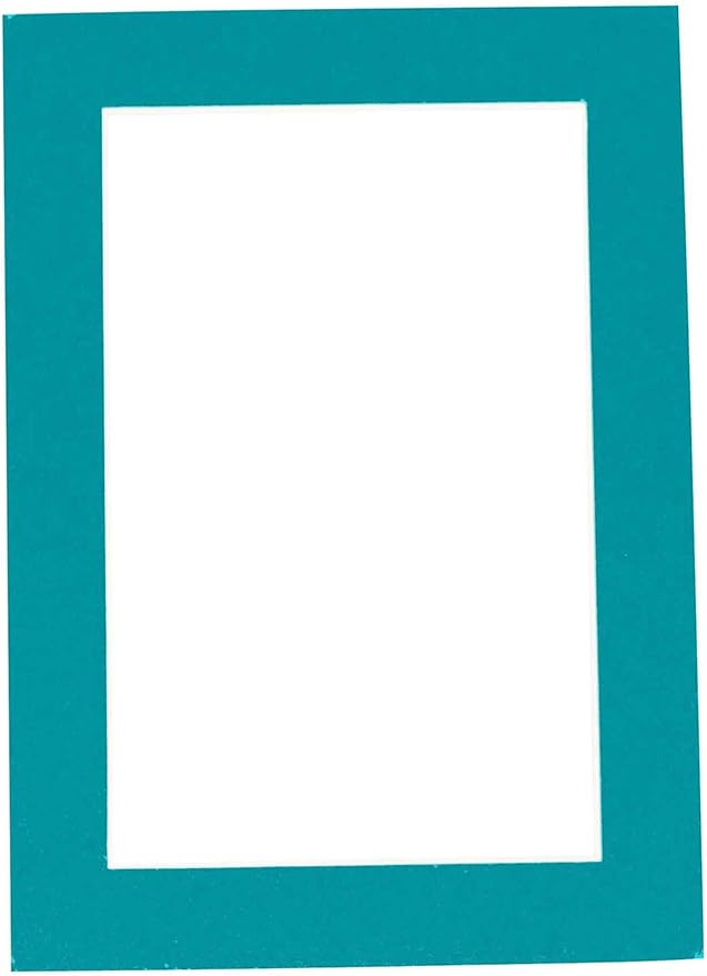 8.5x11 Mat Bevel Cut for 7x9 Photos - Acid Free Teal Blue Precut Matboard With Backing Board and Crystal Clear, Self Seal Photo Mat Bag - For Pictures, Photos, Framing - 4-ply Thickness