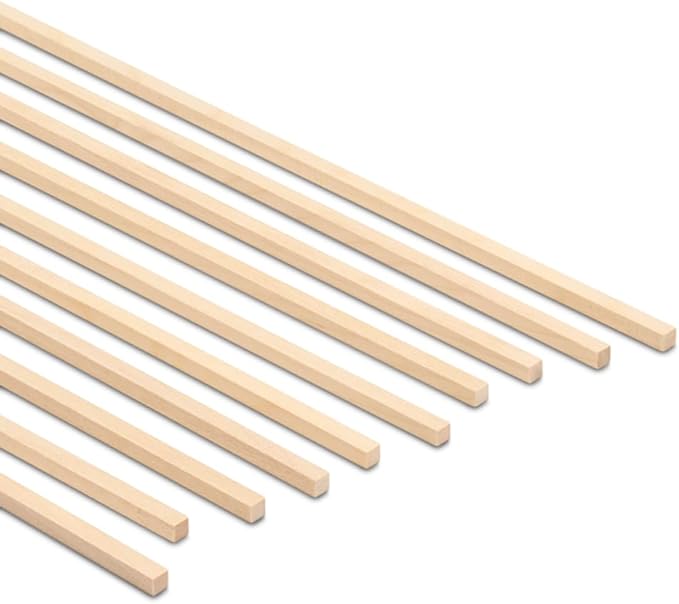 Wood Square Dowel Rods 3/16-inch x 48 Pack of 25 Wooden Craft Sticks for Crafts and Woodworking by Woodpeckers
