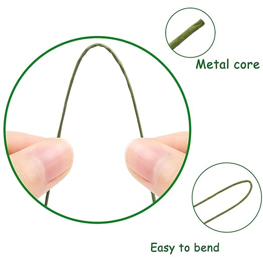 CCINEE 22 Gauge Dark Green Floral Wire Stem for Flower Arrangement Craft Supply,16 Inch,150PCS