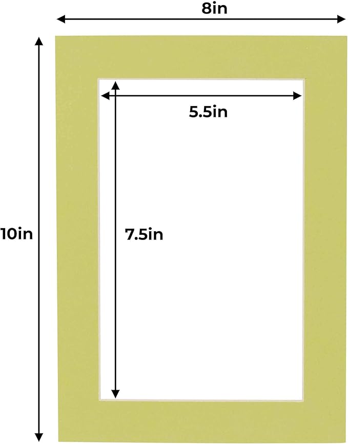8x10 Mat for 6x8 Photo - Precut Pistachio Green Picture Matboard for Frames Measuring 8 x 10 Inches - Bevel Cut Matte to Display Art 6 x 8 Inches - Acid Free ONE MAT with Backing Board & Clear Bag