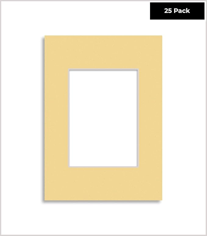 Pack of 25 Acid Free 8.5x11 Mats Bevel Cut for 7x9 Photos - Marzipan Beige Precut Matboards For Pictures, Photos, Framing - 4-ply Thickness