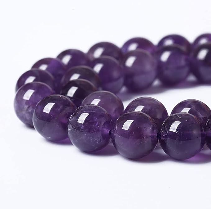 72PCS 10mm Natural Amethyst AAAAA Purple Crystal Quartz Beads Gemstones Round Stone Beads for Jewelry Making DIY Bracelet Necklace 2 Strand 32"
