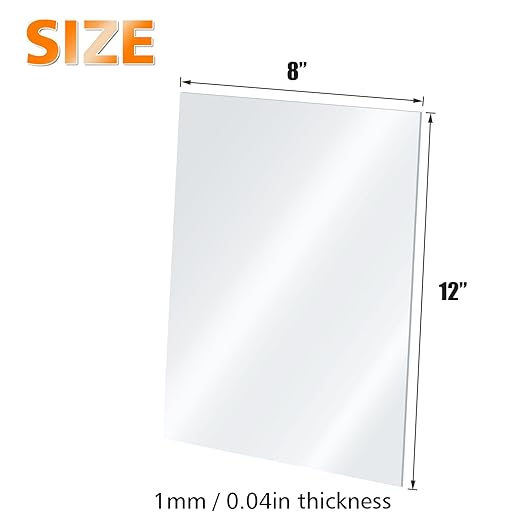 Egofine Plexiglass Sheets Acrylic Sheets 6 Pack of 8x12’’ 0.04 Thick Clear Plastic Cast Transparent Plexi Glass for Crafting Projects, Replacement Picture Frame Glass, DIY Display, Easy to Cut