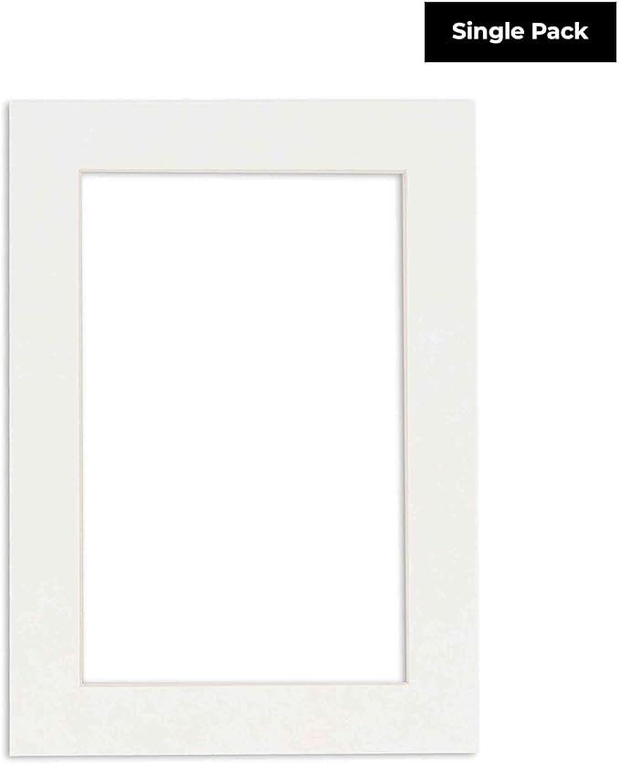 Poster Palooza 8x10 Mat Bevel Cut for 5.5x8.5 Photos - Acid Free Textured White Precut Matboard - For Pictures, Photos, Framing - 4-ply Thickness