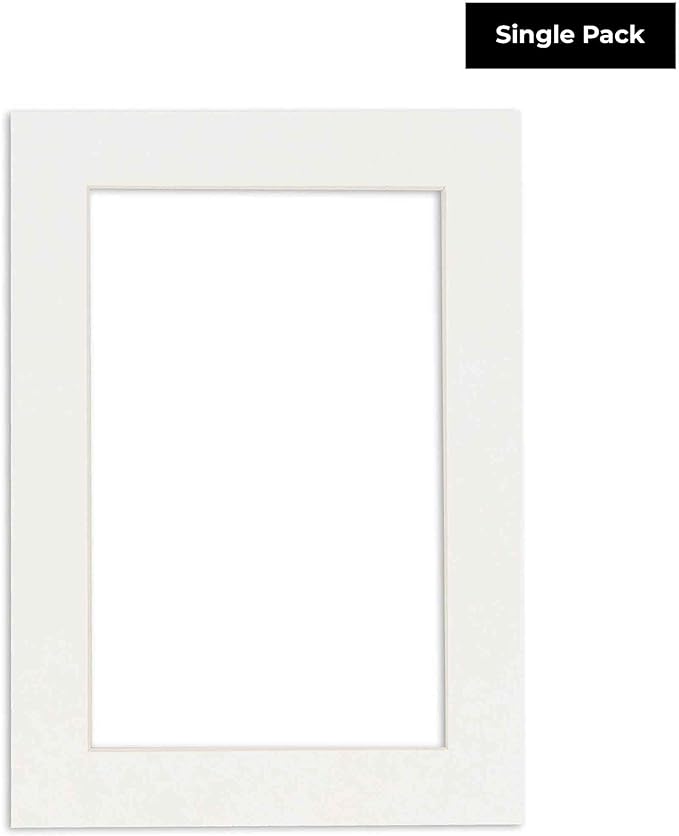 6x8 Mat for 8x10 Frame - Precut Mat Board Acid-Free Show Kit with Backing Board, and Clear Bags Textured White 6x8 Photo Matte Made to Fit a 8x10 Picture Frame Matboard for Framing, Pack of 1 Mat
