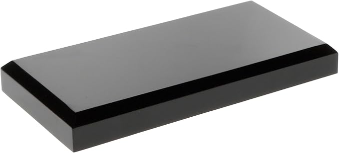 Plymor Black Acrylic Rectangular Beveled Display Base, 6" W x 3" D x 0.75" H, Pack of 3