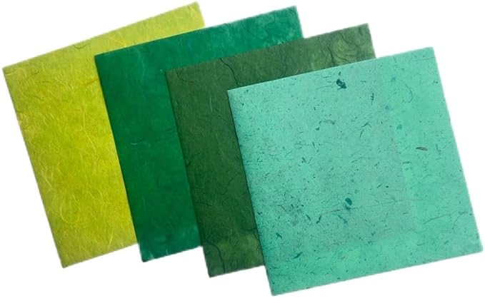 50 Sheets 6 x 6 Inches Natural Fiber Mulberry paper Sheets Square Origami Paper Arts Folding Craft, Decoration Paper, Square Folding Paper for DIY Crafts (Mixed Green Rice Straw etc.,,, 6 x 6)