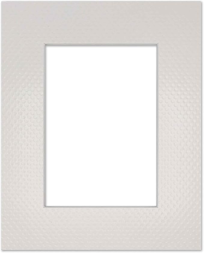 11x14 Mat Bevel Cut for 8.5x11 Photos - Acid Free Golf Ball Texture Precut Matboard With Backing Board and Crystal Clear, Self Seal Mat Bag - For Pictures, Framing - 4-ply Thickness
