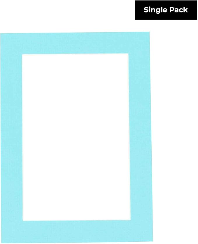 8x10 Mat Bevel Cut for 5x8 Photos - Acid Free Aquamarine Blue Precut Matboard - For Pictures, Photos, Framing - 4-ply Thickness