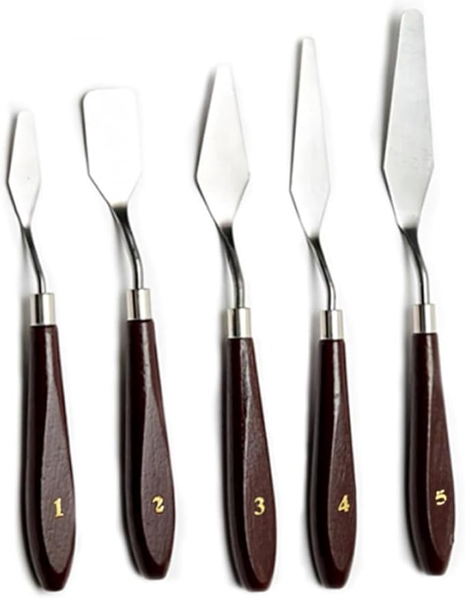Artist Painting Knives Set - 5 Pieces Painting Knives Stainless Steel Spatula Palette Knife Oil Painting Accessories Color Mixing Set for Oil, Canvas, Acrylic