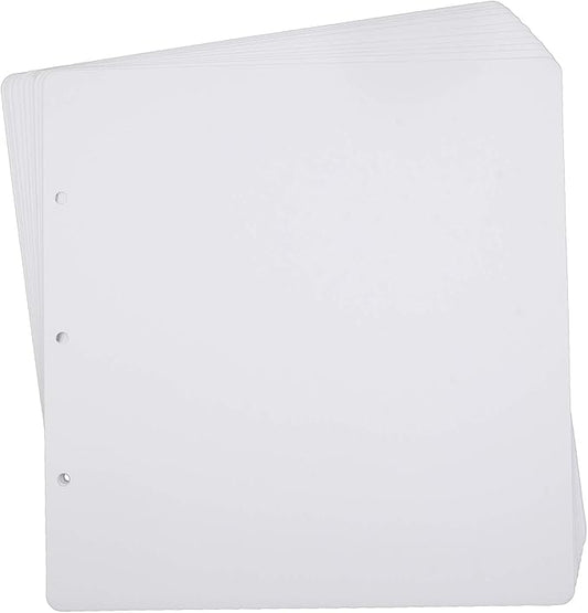 10 Sheets Double Sided Scrapbooking Refill Pages, 9.84x10.24" No Acid Thick Additional Craft Paper Cardboard for ALL ADVcer 10x10 inch Three-Ring Loose-Leaf Binder Photo Album Scrapbook (White)