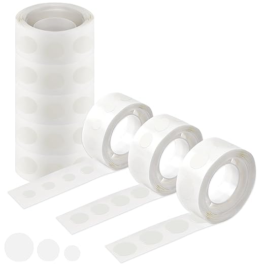 UPINS Glue Points Dots, 800Pcs Balloon Glue Adhesive Dots Double Sided Removable Glue Tape Dots for Balloons Crafts Decoration, 6 mm, 10 mm, 15 mm