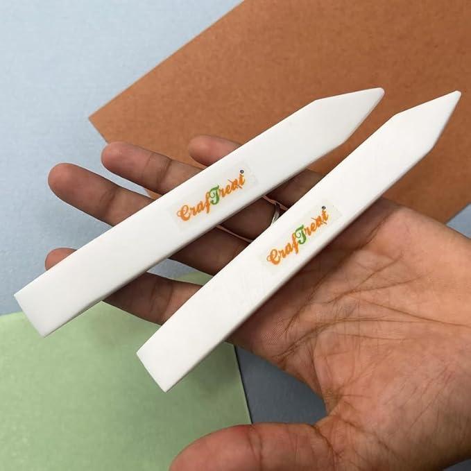 CrafTreat Large Teflon Bone Folder Tool for Paper Crafting and Scrapbooking - 2 Pcs - Creaser and Scorer for Card Making, Origami - Book Binding Tool - Smooth, Non Stick, Ergonomic Tools (Large 2 pcs)