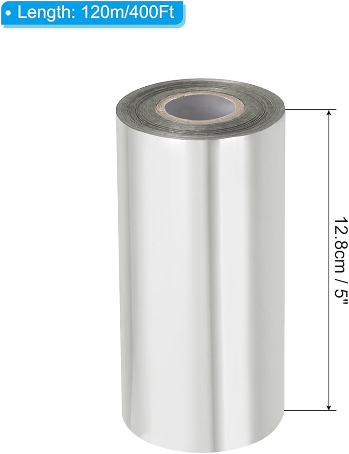 PATIKIL 5"x400Ft Hot Stamping Foil Paper, Heat Transfer Hot Stamping Paper Foil Roll for Leather DIY Logo Decor Craft Gift Package Scrapbook Card, Silver Tone
