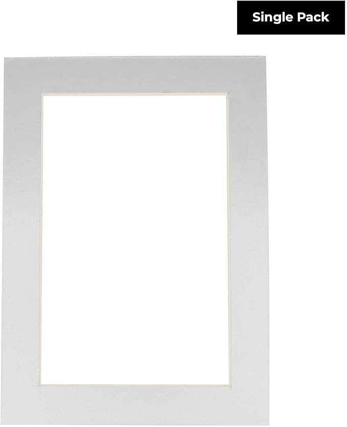 8x10 Mat Bevel Cut for 5x8 Photos - Acid Free Metallic Silver Precut Matboard - For Pictures, Photos, Framing - 4-ply Thickness