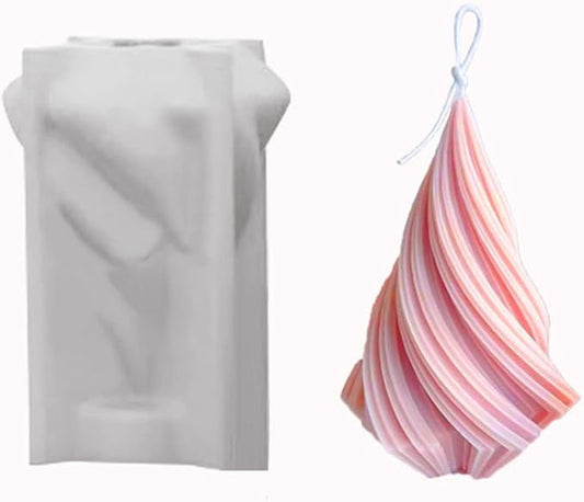 Conical Irregular Candle Mold Abstract Art Striped Candle Soap Silicone Mold Fondant Chocolate Cake Baking Mould Plaster Clay Resin Epoxy Mold Home Decor
