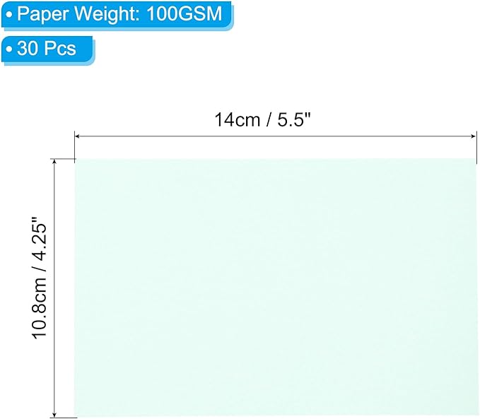 PATIKIL 30 Sheets Vellum Paper 4.25x5.5, Vellum Paper Printable Translucent Paper 100GSM Colored for Invitations Laser Inkjet Printing Card Making Crafting Wedding Tracing, Blue
