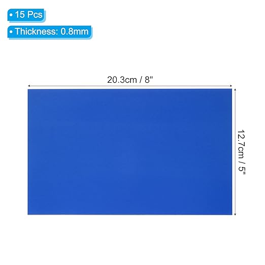 PATIKIL 5x8 Inch Anodized Aluminum Sheet Metal, 15Pcs Laser Plates Engraving Blanks 0.5MM Thin Rectangle for Crafting DIY House Laser Engraving, Blue