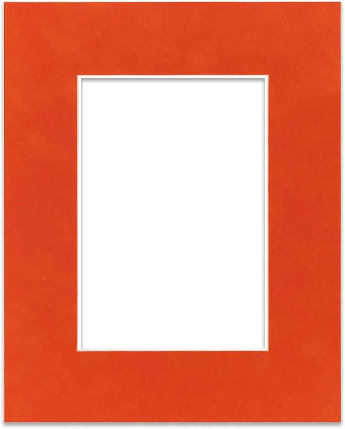 Pack of 25 Acid Free 11x14 Mats Bevel Cut for 8.5x11 Photos - Orange Suede Precut Matboards With Backing Boards and Clear Photo Mat Bags For Pictures, Photos, Framing - 4-ply Thickness