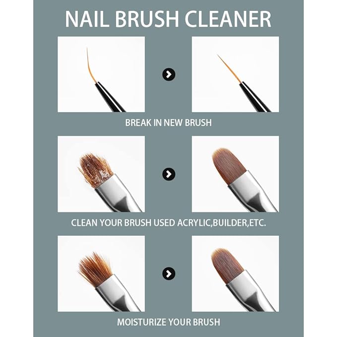 Aijimei Acrylic Nail Brush Cleaner - Liquid Paint Brush Cleaner for Nails Artists (250ml/8.5 FL.OZ)