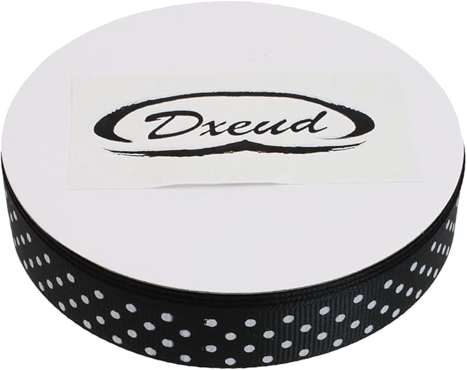 Polka Dot Grosgrain Ribbon 25 Yard Each Roll 100% Polyester (5/8", Black)