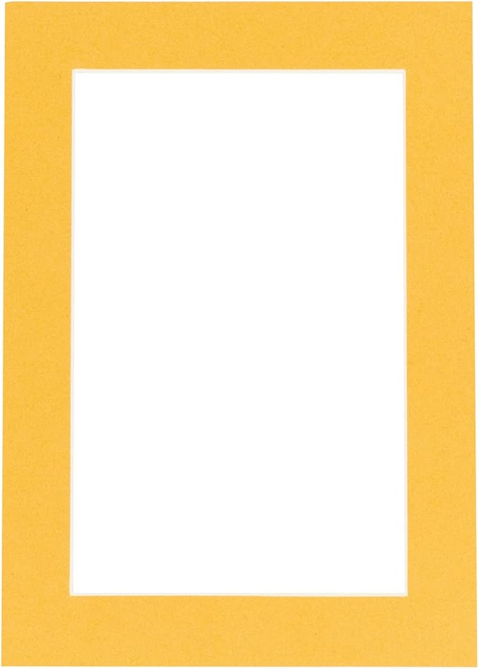 8.5x11 Mat Bevel Cut for 7x9 Photos - Acid Free Topaz Orange Precut Matboard With Backing Board and Crystal Clear, Self Seal Photo Mat Bag - For Pictures, Photos, Framing - 4-ply Thickness