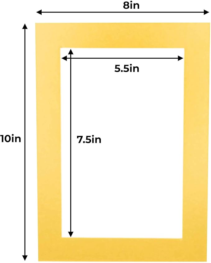 6x8 Mat for 8x10 Frame - Precut Mat Board Acid-Free Metallic Gold 6x8 Photo Matte Made to Fit a 8x10 Picture Frame, Premium Matboard for Family Photos, Show Kits, Art, Picture Framing, Pack of 10 Mats