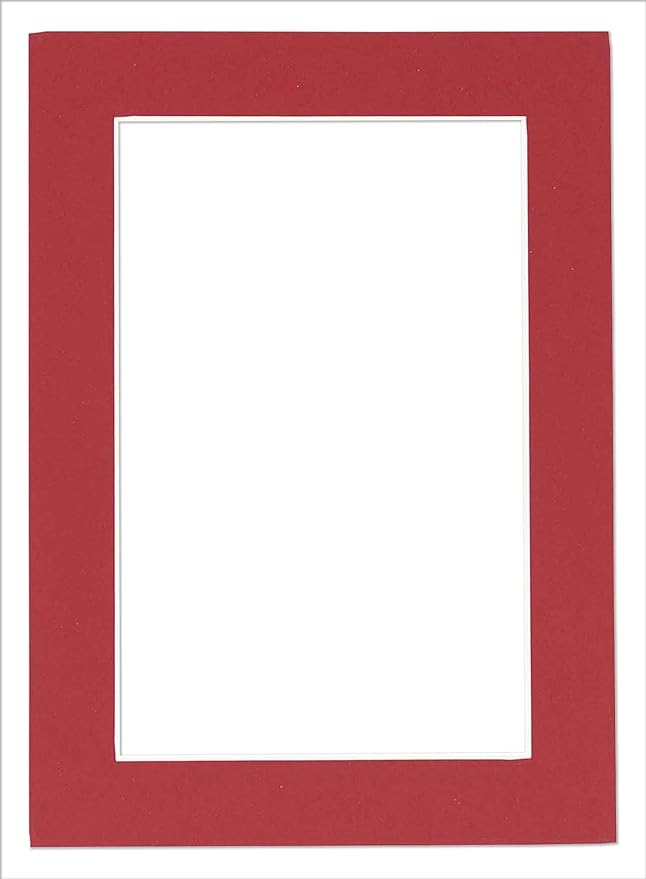 6x8 Mat for 8x10 Frame - Precut Mat Board Acid-Free Show Kit with Backing Board, and Clear Bags Deep Red 6x8 Photo Matte Made to Fit a 8x10 Picture Frame Matboard for Framing, Pack of 1 Mat
