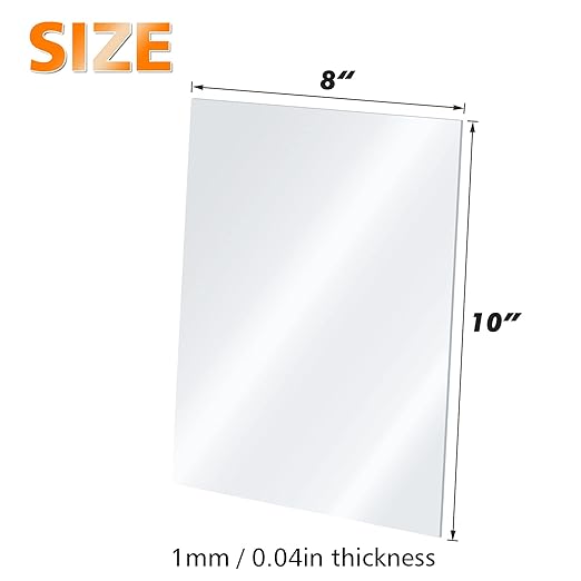 Egofine Plexiglass Sheets Acrylic Sheets 4 Pack of 8x10’’ 0.04 Thick Clear Plastic Cast Transparent Plexi Glass for Crafting Projects, Replacement Picture Frame Glass, DIY Display, Easy to Cut
