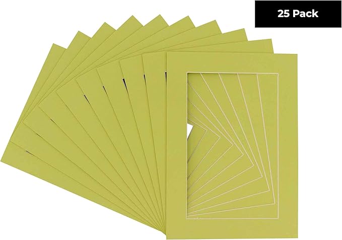 5x7 Mat for 8.5x11 Frame - Precut Mat Board Acid-Free Pistachio Green 5x7 Photo Matte For a 8.5x11 Picture Frame, Premium Matboard for Family Photos, Show Kits, Art, Picture Framing, Pack of 25 Mats